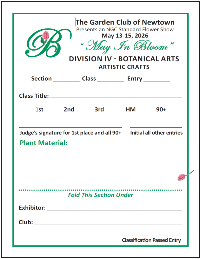 Botanical Arts Entry Card